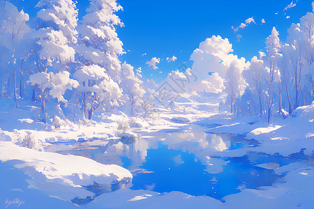 美丽的雪景背景图片