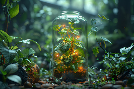 瓶子中的植物背景图片