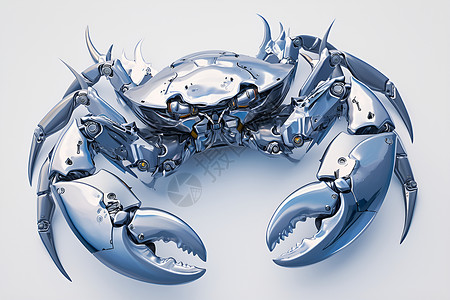 银质螃蟹模型插画