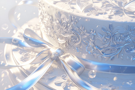 银白色生日蛋糕背景图片