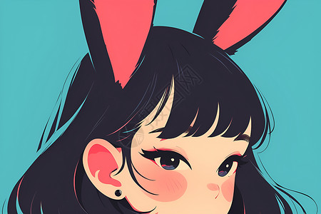 小女孩戴着兔耳朵背景图片