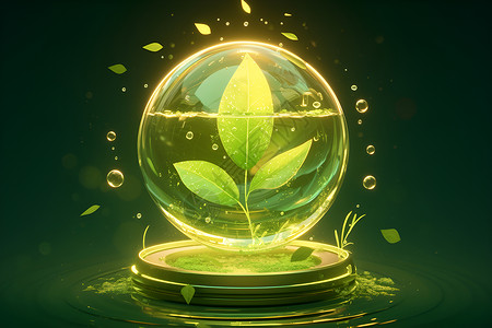 透明球绿色能源之球插画