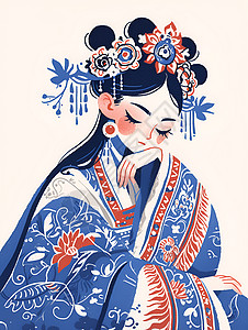魅力女生优雅的中国歌剧女性魅力插画