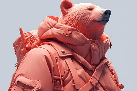 穿着红色大衣的北极熊背景图片