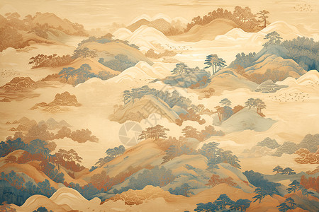 绘画的山水画背景图片