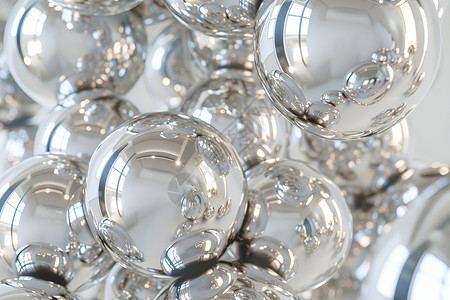 镜面金属一堆不锈钢气球背景
