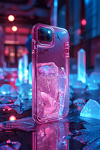 可爱果冻边框粉色透明的手机壳背景