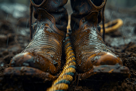 牛仔靴与绳索高清图片