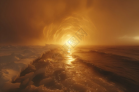 阳光下融化的海面背景图片
