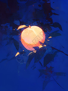 枝叶间的桃子背景图片