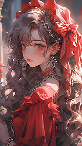 红裙少女背景图片