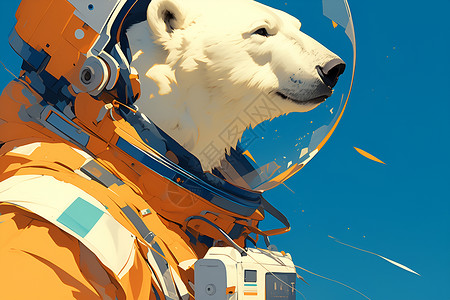 穿着宇航服的北极熊背景图片
