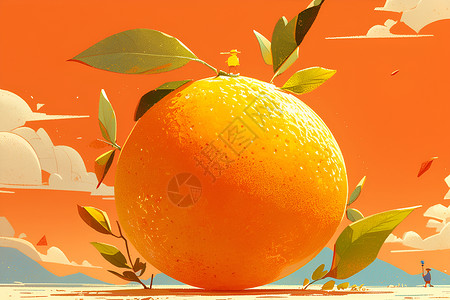 绘画的橙子插画背景图片