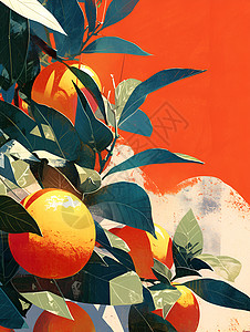 树木上的橙子背景图片