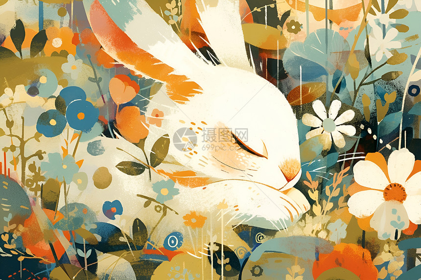 草丛中的兔子图片