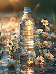 水面上清幽的花朵背景图片