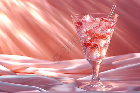 粉色冰块冰水中饮料背景