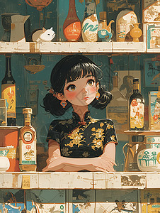 香港风格的小女孩背景图片