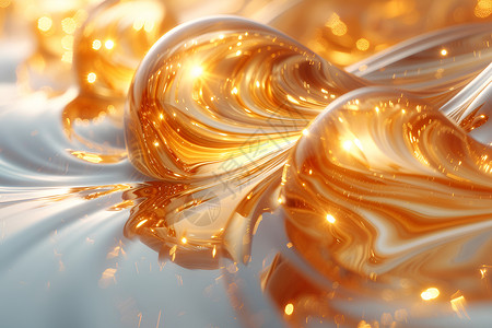 金色光影水波上的金光插画