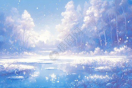 冬季窗外美景冬日纷飞的白雪插画