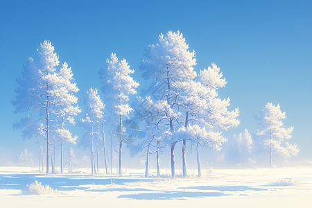 雪美景白雪皑皑的雪地插画