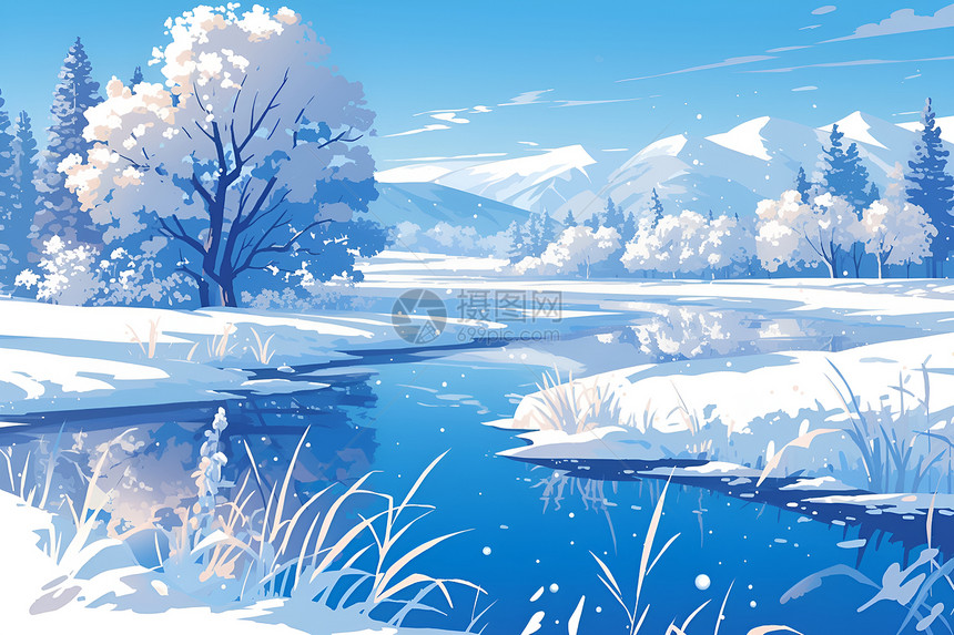 白雪如画的冬日图片