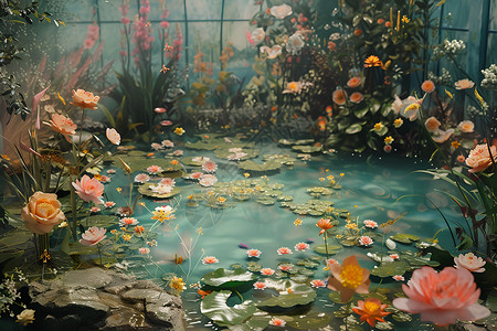水边的花朵背景图片