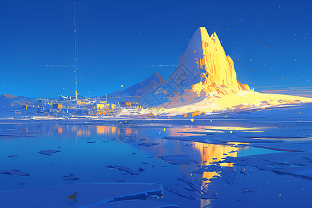 冰山下的流光奇景插画