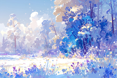 白雪皑皑花树背景图片