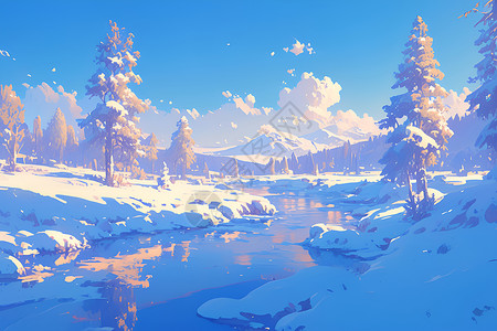 宁静冬日景观背景图片