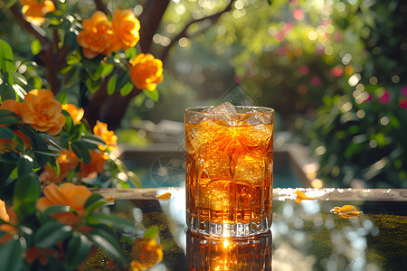 清凉的冰茶冰镇茶茶花园高清图片