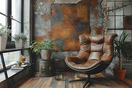 沙发皮质现代工业风沙发椅背景