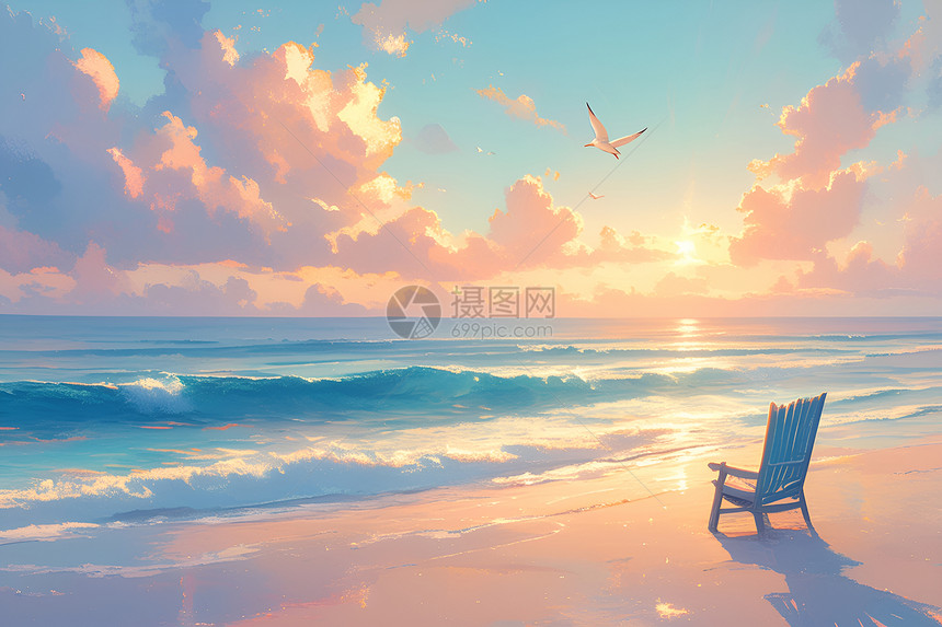 海滩黎明的宁静图片