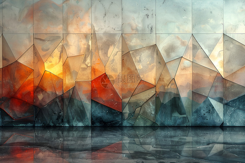 抽象几何艺术中的玻璃质感图片