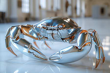 钢质螃蟹的闪烁艺术之境背景图片