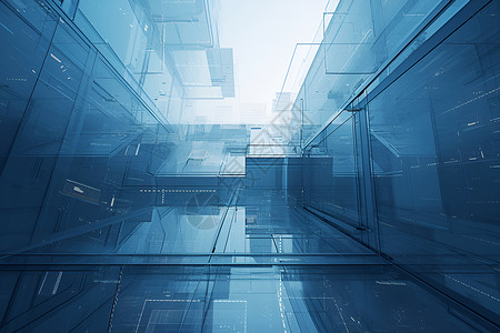 立体玻璃建筑背景图片