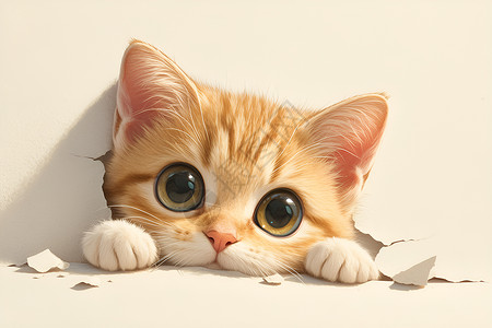 墙角猫表情包墙角的顽皮小猫插画