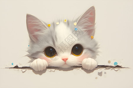 墙角猫表情包墙角冒出的调皮小猫插画