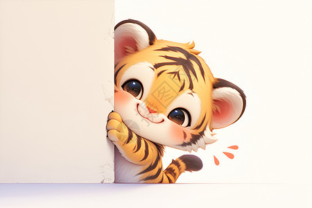 墙壁贴纸可爱的小虎崽插画