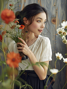 热爱花艺的女人背景图片