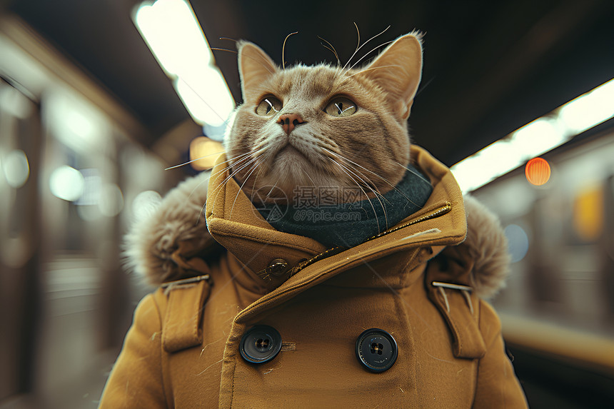 地铁站的猫咪图片