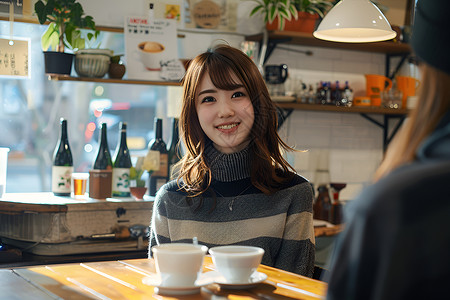 咖啡厅的女孩背景图片