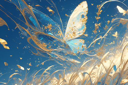 蓝天下的蝴蝶背景图片