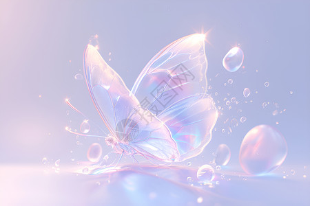 梦幻彩蝶穿行在泡泡世界中插画