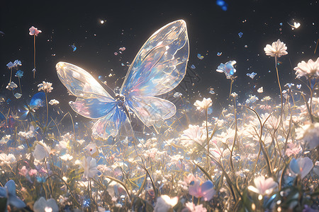 夜空下飞舞的蝴蝶背景图片