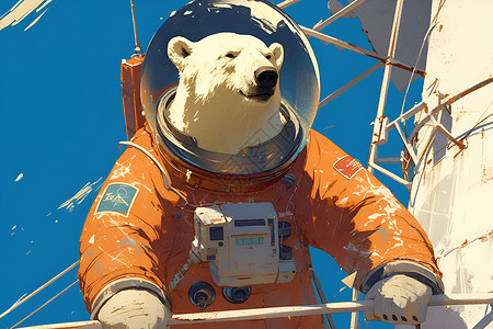 北极熊宇航员的奇幻旅行背景图片