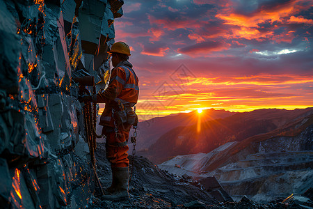 矿山上劳动的工人背景图片
