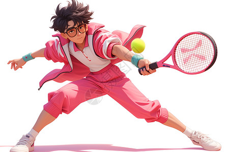 打网球男孩打网球的少年插画