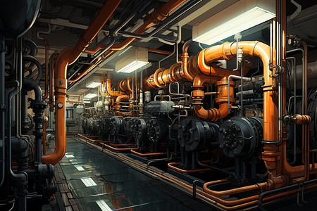 地热发电厂内机械构造背景图片