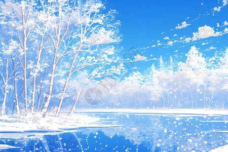 纯白如雪的森林背景图片
